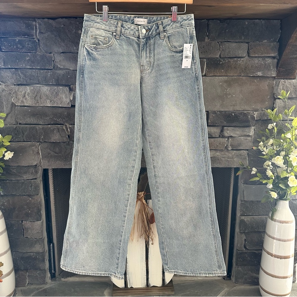 PacSun Light Wash Wide Leg Glittery Jeans